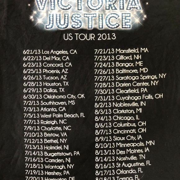 Victoria Justice Tour T Shirt 2013 - Picture 3 of 8